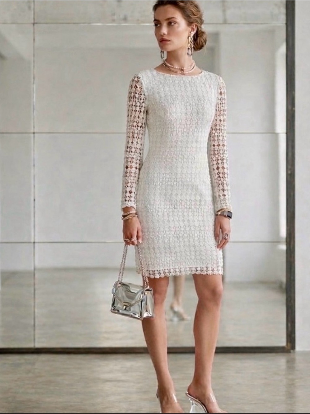 Ralph Lauren St. Regis White Lace Shift Dress Size 10